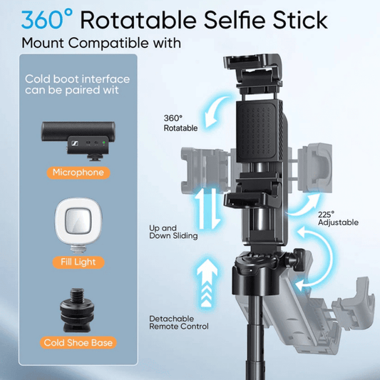 SnapMini™ 4-in-1 Bluetooth Selfie Stick Tripod – Pocket Telescopic Stand