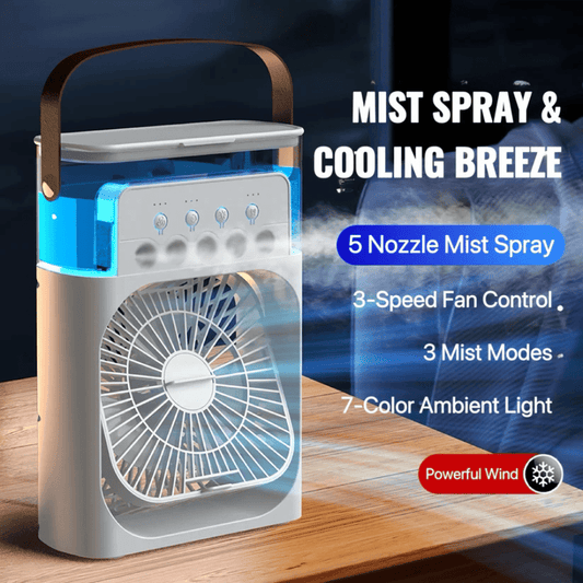 CoolMist™ AirChill 3-in-1 – Portable Mini Air Cooler + LED Humidifier