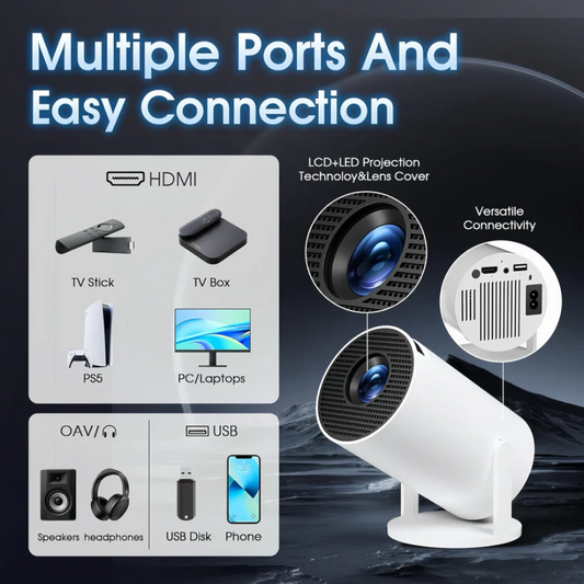 Hausbeam Pro™ – Android Projector 290ANSI WiFi6 BT5.0 (HD 720p)