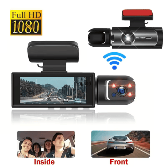 VisionDrive™ Dual Lens Dash Cam – 1080P Cabin & Front Car Recorder