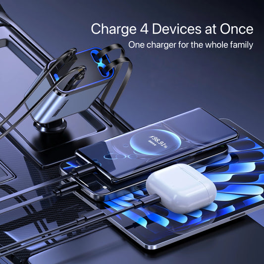 StarCharge™ 4in1 – Retractable Starlight Car Charger 120W