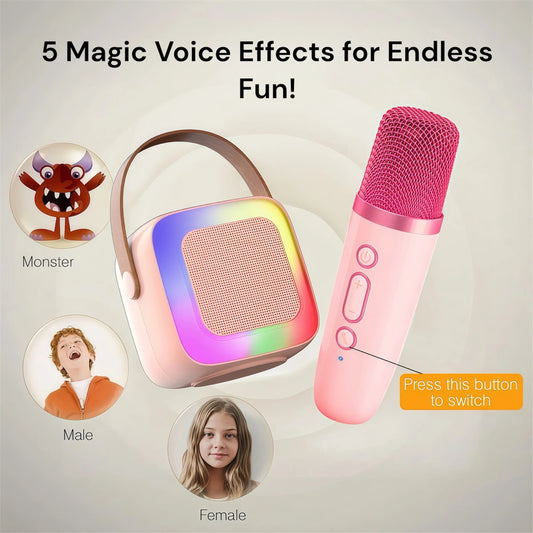 KaraParty Mini – Bluetooth Karaoke Speaker with Dual Mic & RGB Light
